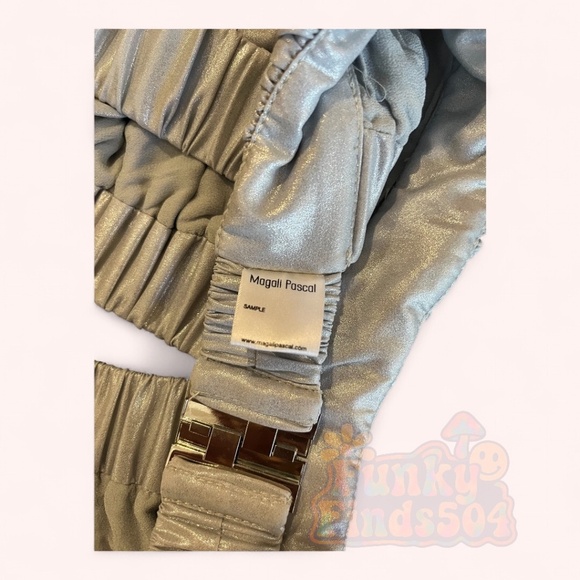 Magali Pascal Silver Foil Ruched Bralette Crop Top NWT Size S Sample Sale Luxury - Picture 5 of 7